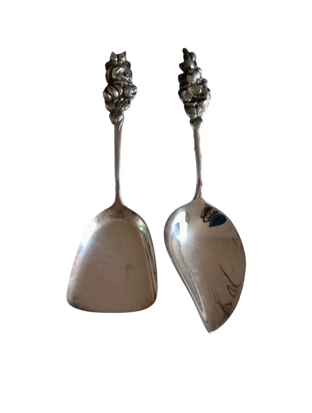 VTG Reed & Barton Set Of Two Spoons Ornate Floral Rose Handle